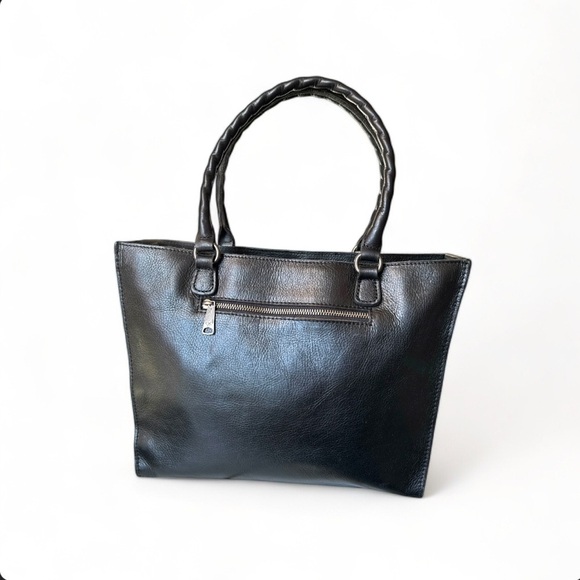 Patricia Nash Zancona Black Leather Tote | Studded Work Bag Shoulder Tote - Picture 2 of 11